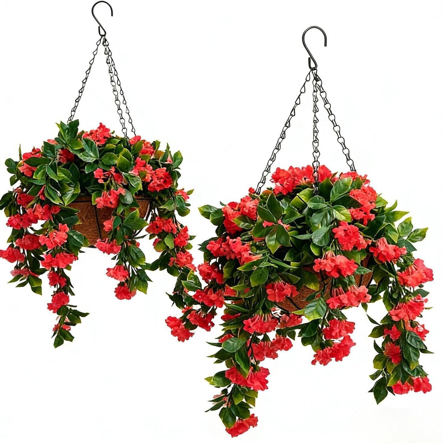 UV Protected Artificial Crepe Myrtle Hanging Basket with Coconut Liner for Outdoor Use