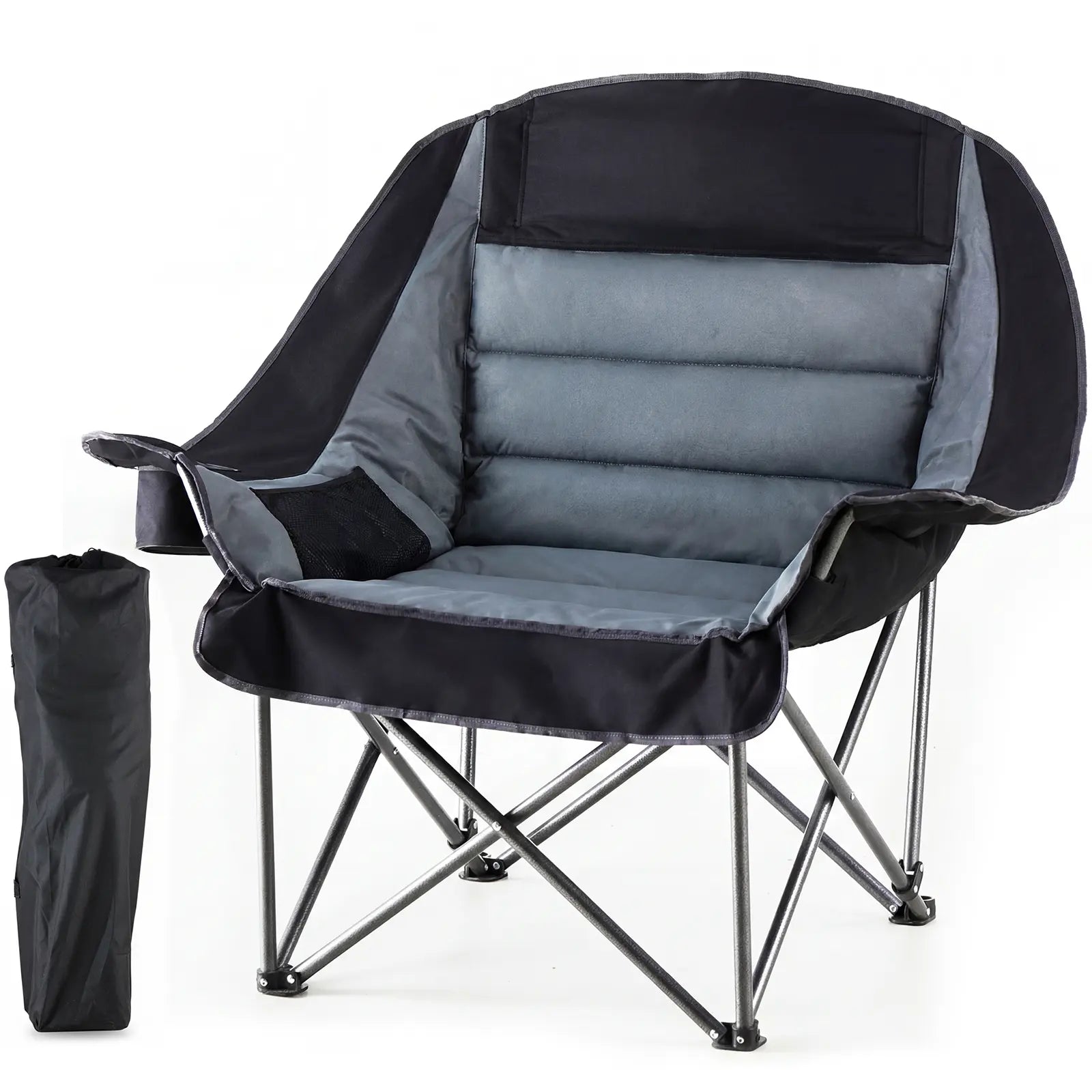 Heavy Duty Folding Camping Chair with Cup Holders and Side Pockets