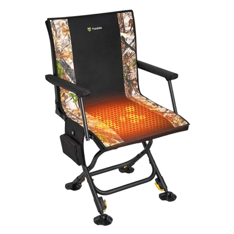 Outdoor Heated Hunting Chair 360° Swivel with Detachable Seat Cover & Battery