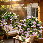 UV Protected Artificial Crepe Myrtle Hanging Basket with Coconut Liner for Outdoor Use