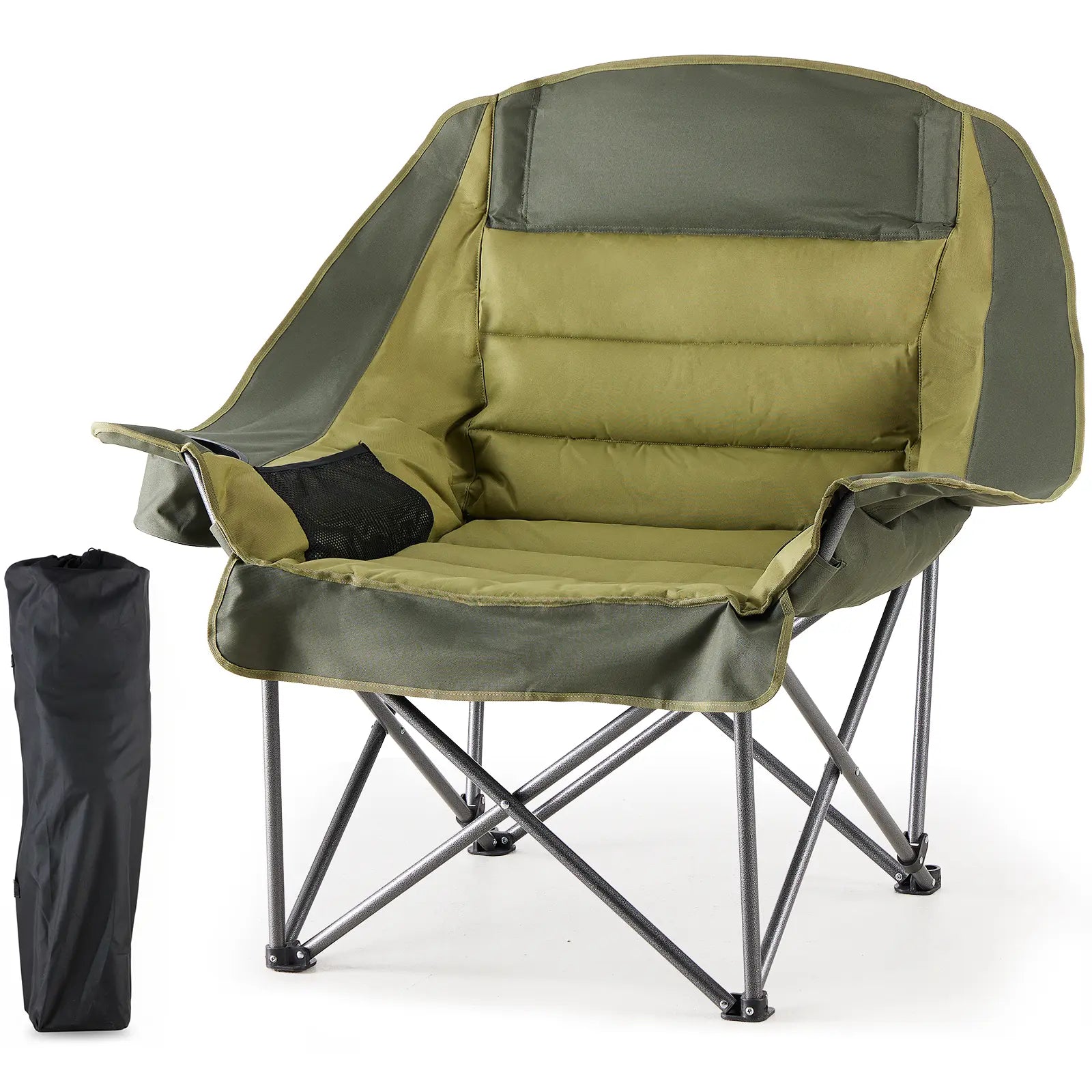 Heavy Duty Folding Camping Chair with Cup Holders and Side Pockets