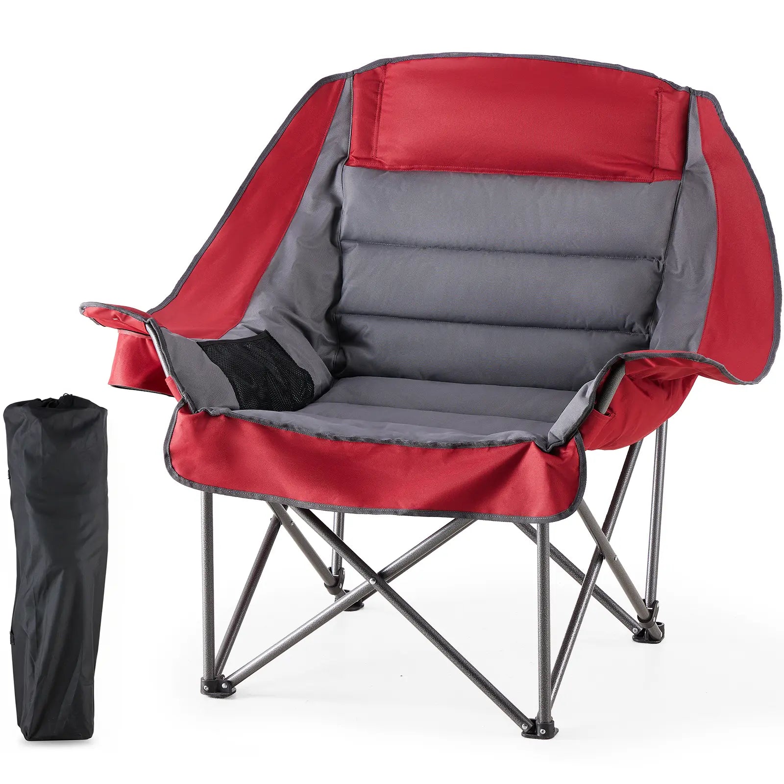 Heavy Duty Folding Camping Chair with Cup Holders and Side Pockets