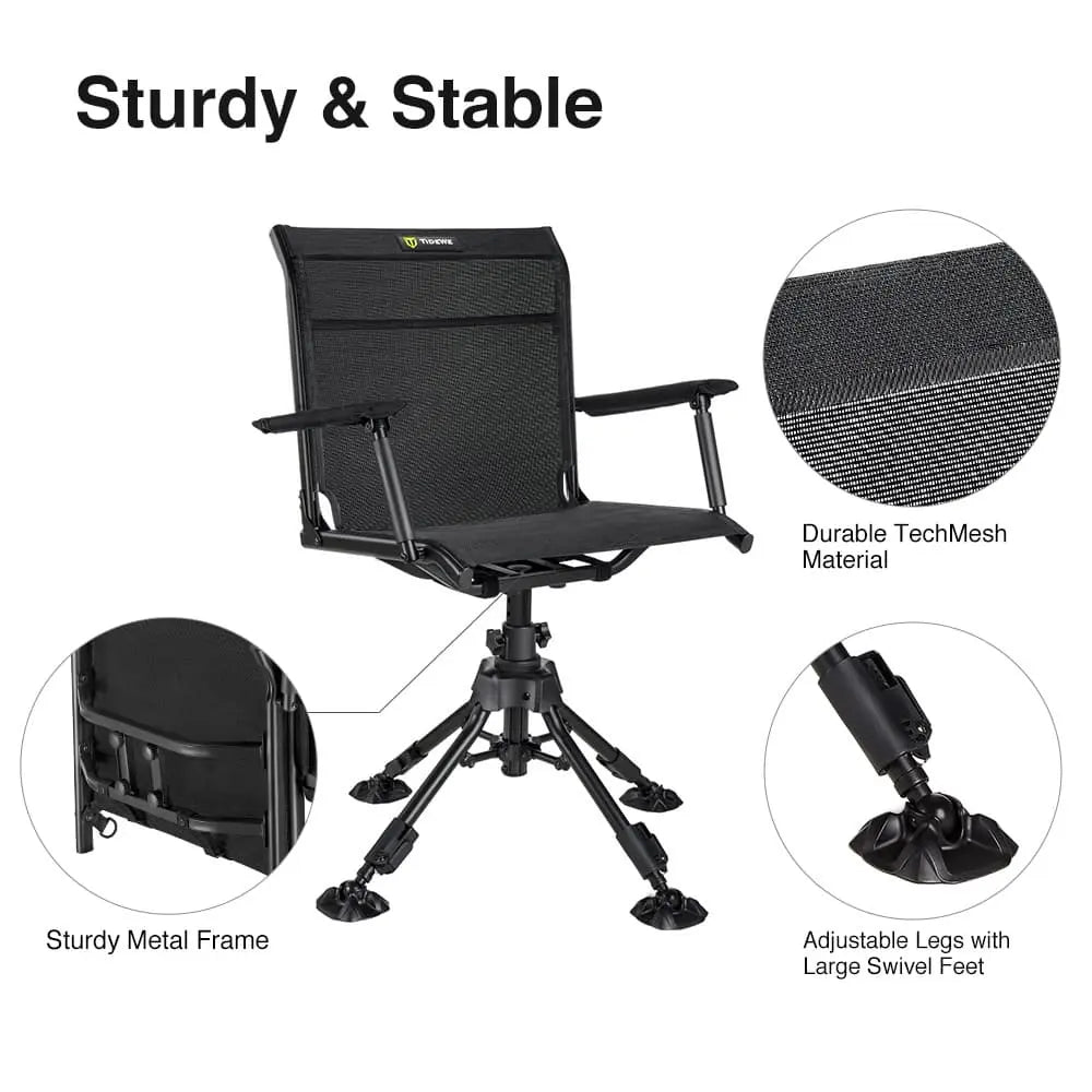 Outdoor Heated Hunting Chair 360° Swivel with Detachable Seat Cover & Battery