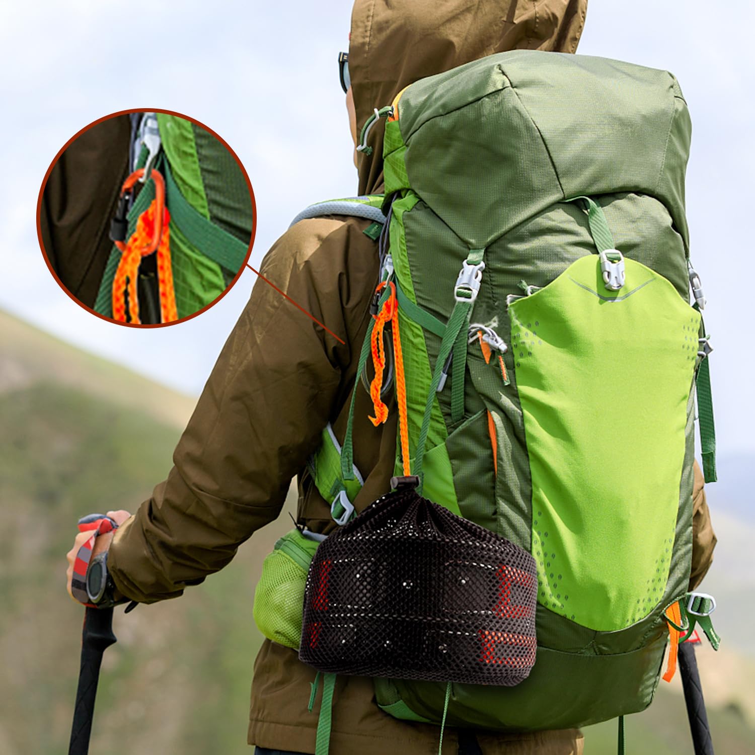 Lightweight Non-Stick Camping Cookware Kit with Stackable Pots Pans & Storage Bag