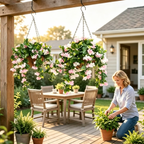 UV Protected Artificial Crepe Myrtle Hanging Basket with Coconut Liner for Outdoor Use