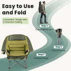 Heavy Duty Folding Camping Chair with Cup Holders and Side Pockets
