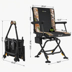 Outdoor Heated Hunting Chair 360° Swivel with Detachable Seat Cover & Battery