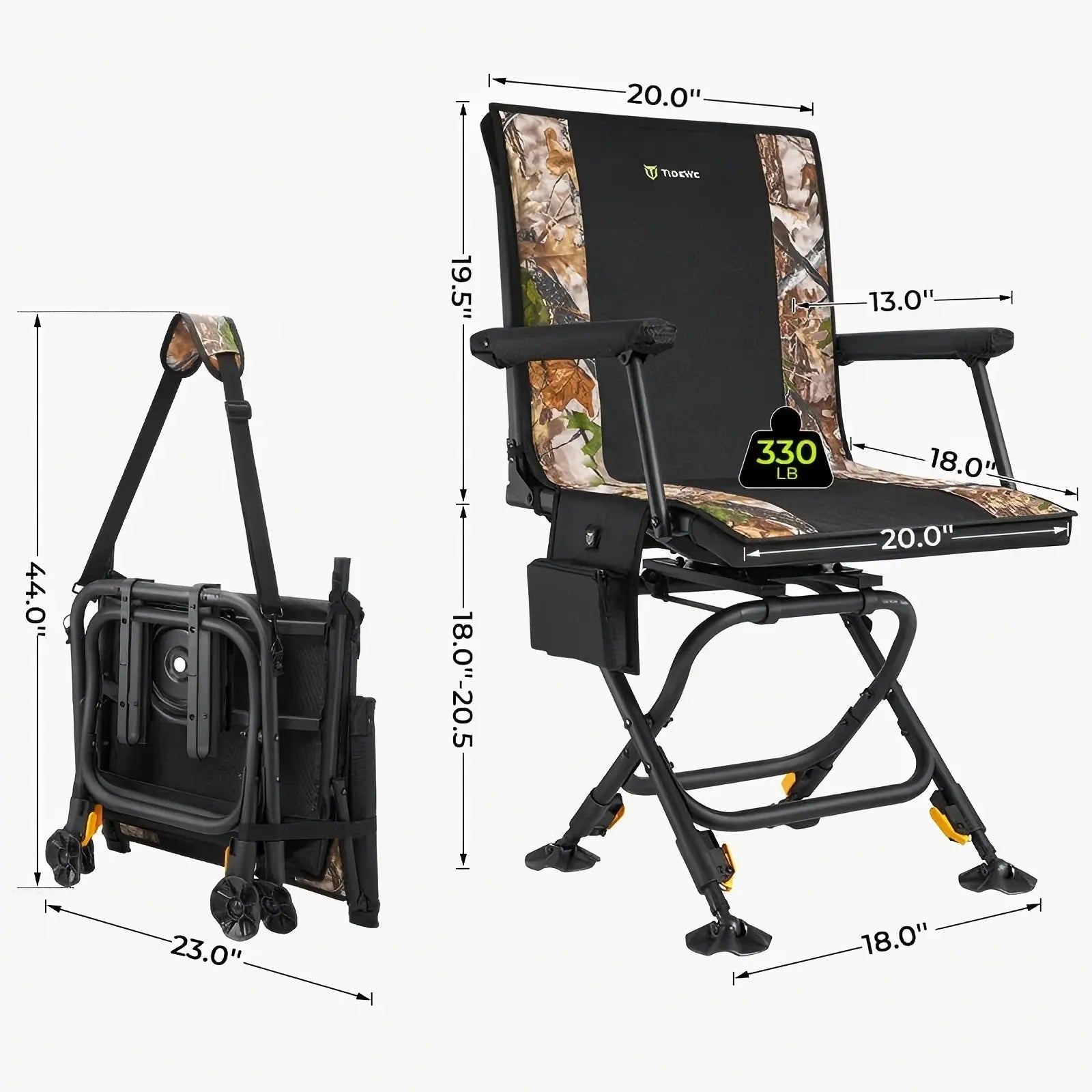 Outdoor Heated Hunting Chair 360° Swivel with Detachable Seat Cover & Battery
