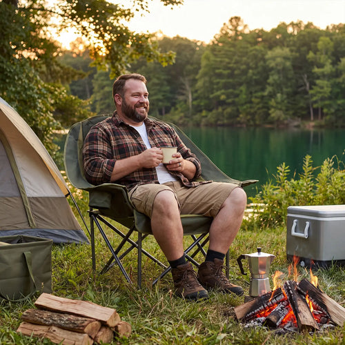 Heavy Duty Folding Camping Chair with Cup Holders and Side Pockets