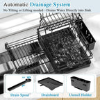 Extendable 2-Tier Dish Drying Rack with Anti-Rust Construction