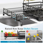 Extendable 2-Tier Dish Drying Rack with Anti-Rust Construction